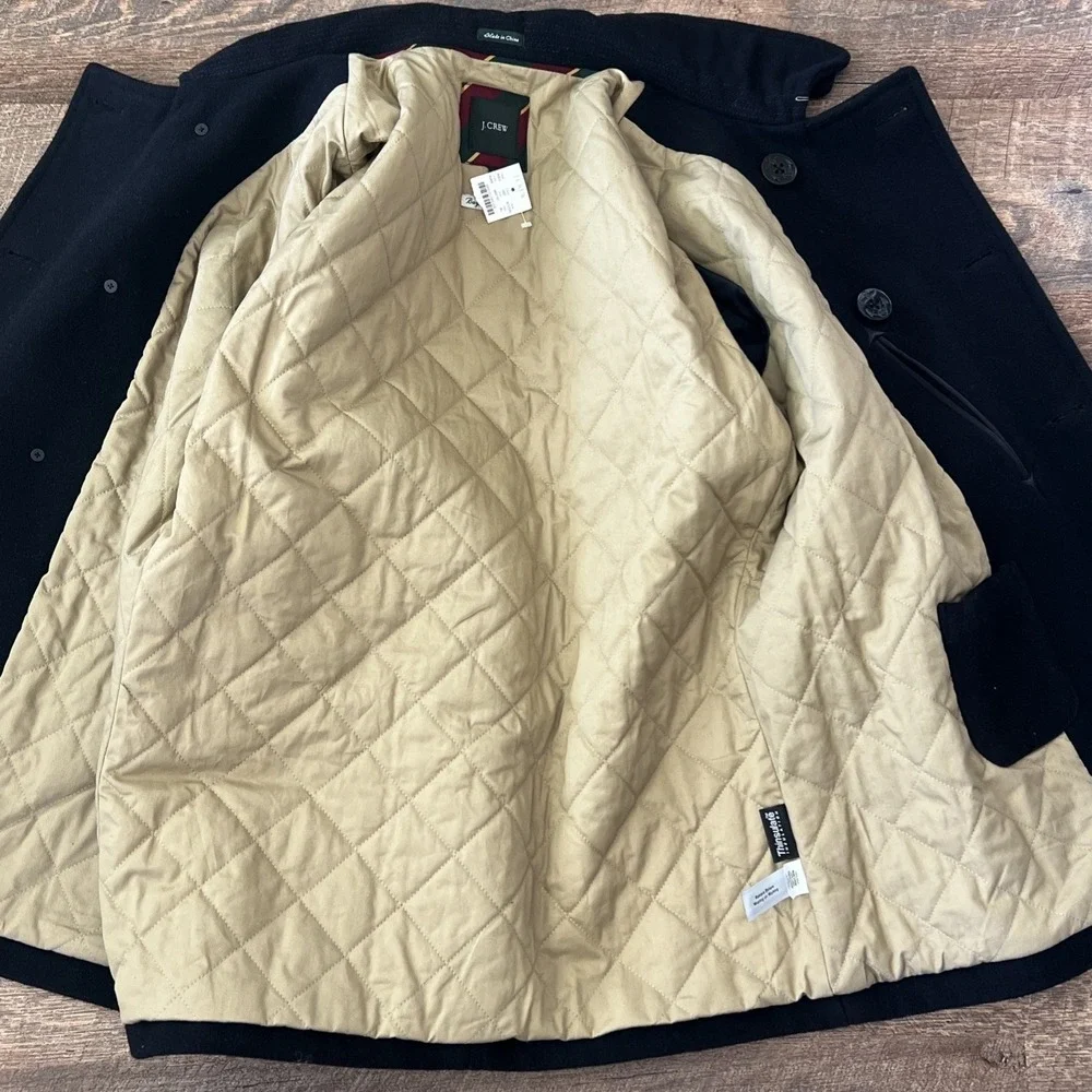 J. Crew Bayswater Peacoat Mens XL Navy Wool Stadium Cloth Insulated Nautical NWT
